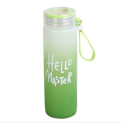 Duurzaam 500 ml BPA gratis Custom LOGO Gradient Frosted Glass Waterfles Cup voor student