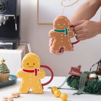 Gingerbread Shape Keramische Kersbeker Geschenk Koffiekop voor duurzaam drankje