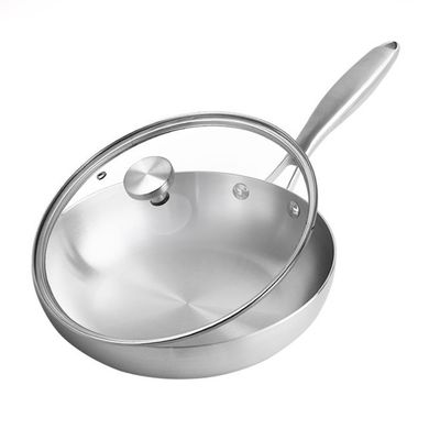 Vriespanen Skilletten 22/24/26/28cm roestvrijstalen bak met glazen deksel en potdeksel