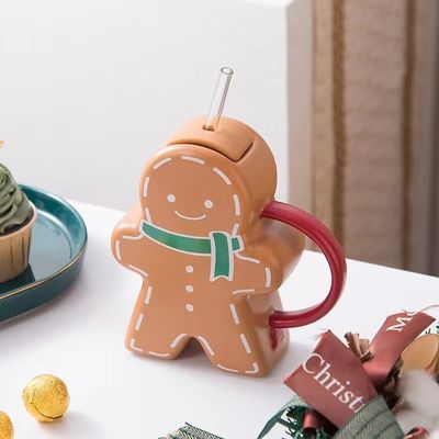 Duurzame peperkoekvormige keramische beker Vintage kerstbeker voor familie en vrienden