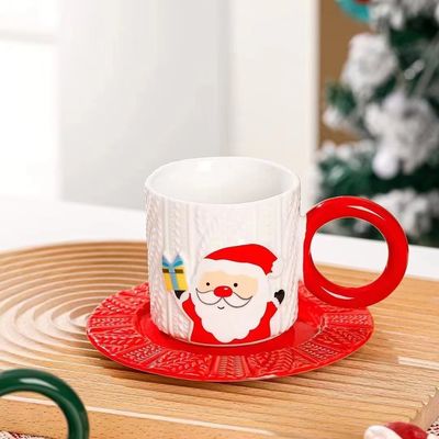 Keramische theebeker kerststijl met custom logo kerstman en boompatroon