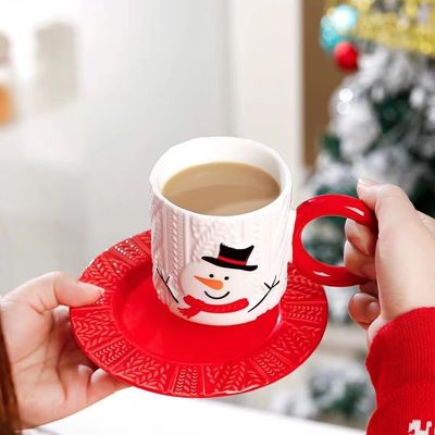 Keramische theebeker kerststijl met custom logo kerstman en boompatroon