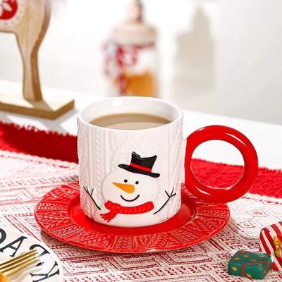 Keramische theebeker kerststijl met custom logo kerstman en boompatroon