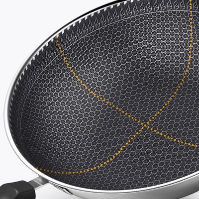 Niet-klevende binnencoating roestvrij staal Wok met snelle verwarming en aanpasbare modellen