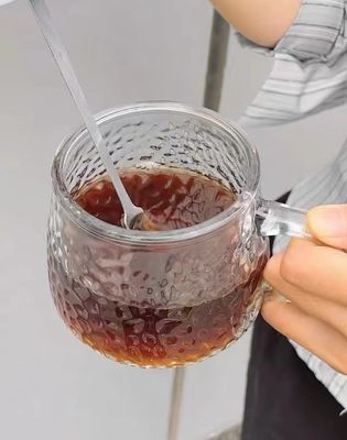 Ontbijtbeker met handvat en deksel Doorzichtige glazen koffiebeker 12,5*13*8cm