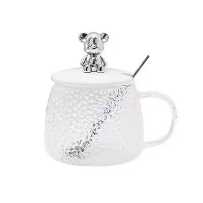 Minimalistisch ontwerp Glas koffiebeker met handvat deksel lepel Hoog uiterlijk 380 ml capaciteit