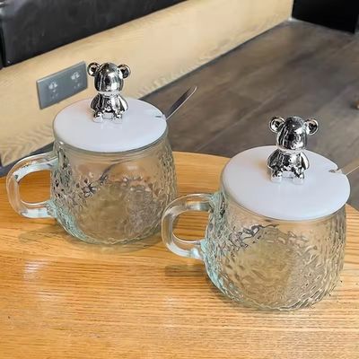 Minimalistisch ontwerp Glas koffiebeker met handvat deksel lepel Hoog uiterlijk 380 ml capaciteit
