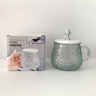 Minimalistisch ontwerp Glas koffiebeker met handvat deksel lepel Hoog uiterlijk 380 ml capaciteit