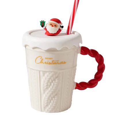 2024 Keramische kerstbeker waterbeker met deksel en stro Voor kantoor thuis drinken mok Kinderen cadeau ontwerp
