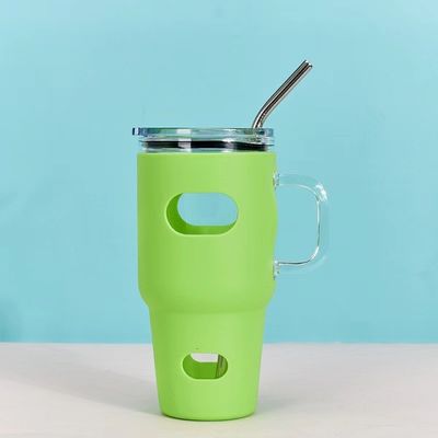Food Grade Sublimation 32oz Glas Tumbler met houten deksel en stro milieuvriendelijk