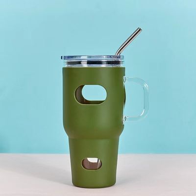 32oz glazen tumbler sublimatie met houten deksel en stro TOUR Outdoor Activiteit met deksel