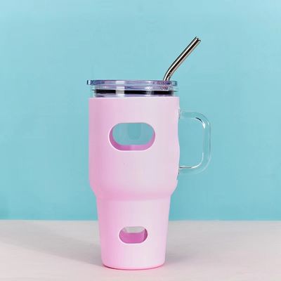 32oz glazen tumbler sublimatie met houten deksel en stro TOUR Outdoor Activiteit met deksel