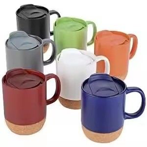 Minimalistisch ontwerp 400 ml grote keramische mok met kurkbodem voor thee en koffie