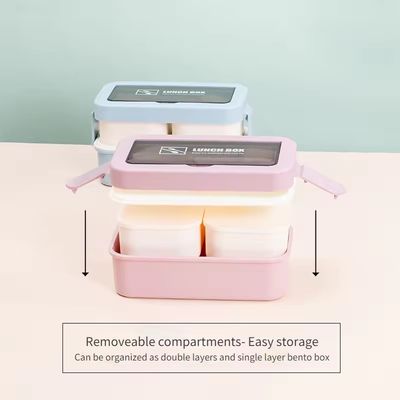 Milieuvriendelijk Voordeel Herbruikbare Draagbare Plastic Bento Lunch Box voor alle leeftijden