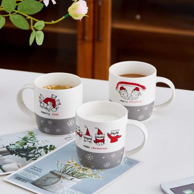 Custom Logo 14 oz Keramische Kerstbeker Draagbaar Herbruikbaar Leuk Chocoladebeker Kerstcadeau