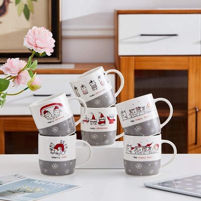 Custom Logo 14 oz Keramische Kerstbeker Draagbaar Herbruikbaar Leuk Chocoladebeker Kerstcadeau