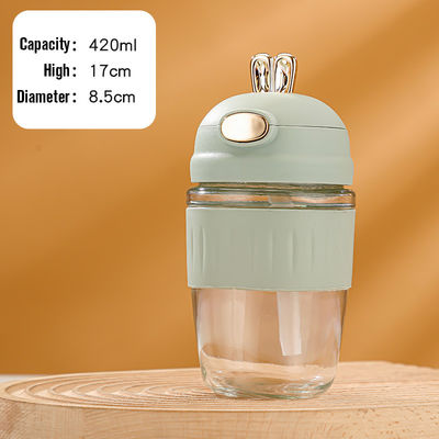 Gepersonaliseerd logo aanvaardbaar Draagbaar herbruikbaar milieuvriendelijk glazen waterbeker met stro