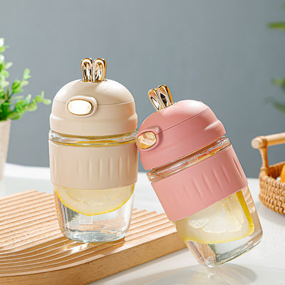 Gepersonaliseerd logo Acceptabel 420 ml Glas konijnen oren Silicone Set voor delicate cadeautje