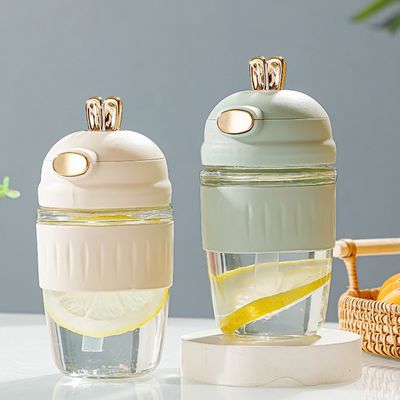 Gepersonaliseerd logo Acceptabel 420 ml Glas konijnen oren Silicone Set voor delicate cadeautje