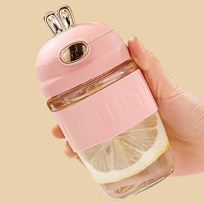Gepersonaliseerd logo Acceptabel 420 ml Glas konijnen oren Silicone Set voor delicate cadeautje