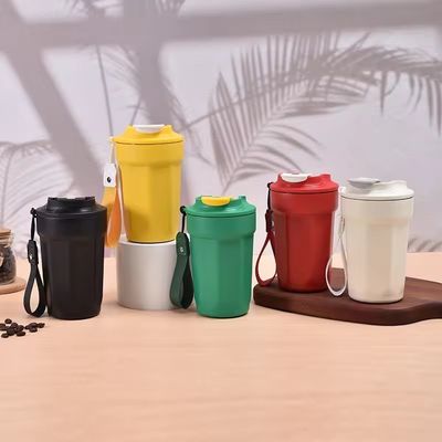 Custom logo muggen roestvrij staal tumbler 420ml reisbeker met deksel en touw met touw