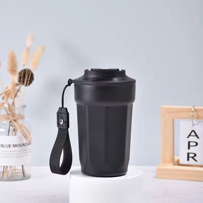 Custom logo muggen roestvrij staal tumbler 420ml reisbeker met deksel en touw met touw