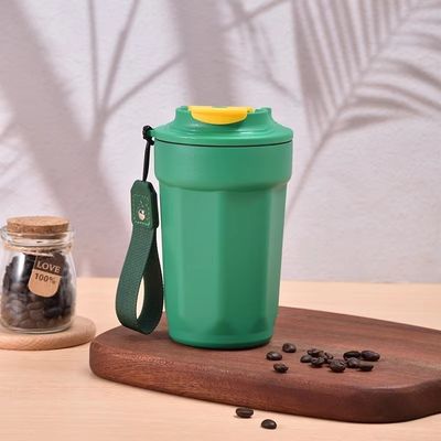 Custom logo muggen roestvrij staal tumbler 420ml reisbeker met deksel en touw met touw