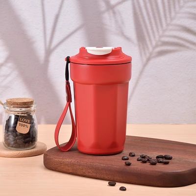 Custom logo muggen roestvrij staal tumbler 420ml reisbeker met deksel en touw met touw