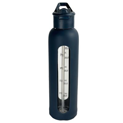 0.5kg Bpa-vrij glazen sportwaterfles met stro en beschermende siliconen mouw