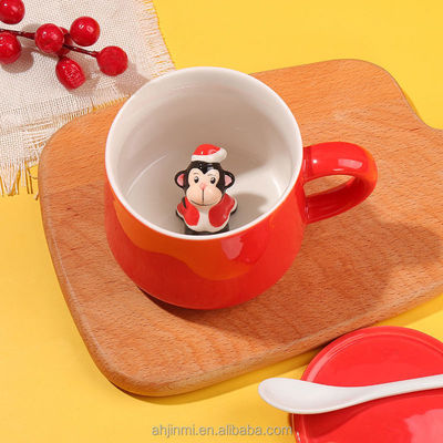 Gepersonaliseerde handgemaakte keramische mok schattig dier 3D drinkbekers voor thee koffie cadeau