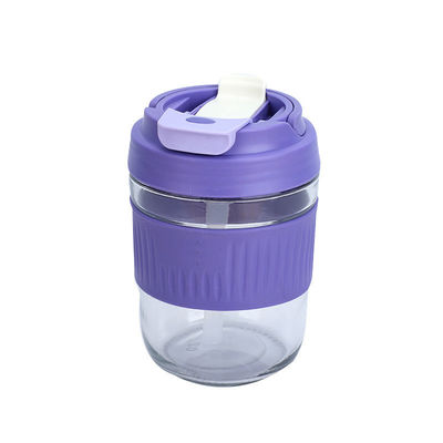 Acceptabel OEM/ODM 400/550 ml Spill Proof Double Drinking Glass Cup met siliconen mouw