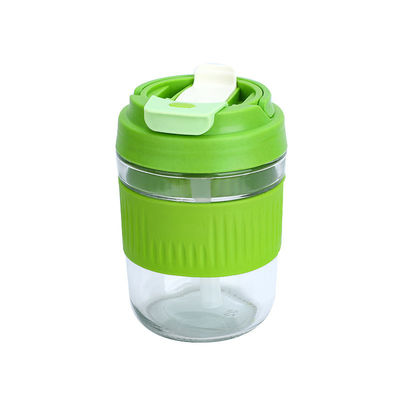 Acceptabel OEM/ODM 400/550 ml Spill Proof Double Drinking Glass Cup met siliconen mouw