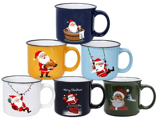 14 oz keramische kerstwaterbeker met handvat voor de melk en koekjes van de Kerstman.