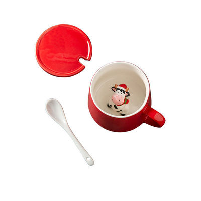 Custom 350ml Keramische koffiebeker met deksel en handvat in minimalistisch feestfeestontwerp
