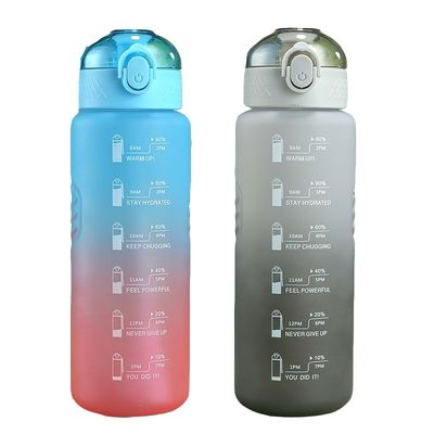 1000 ml draagbare lekvrije BPA-vrije waterfles met tijdmerker en stro voor sporten
