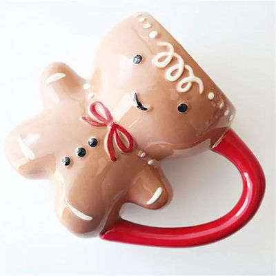 Kerstdag Custom 300 ml schattig peperkoek man vorm knuffelbeker Keramische koffiebeker