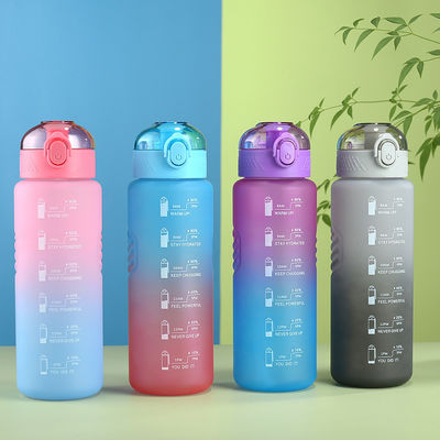 1000 ml draagbare lekvrije BPA-vrije waterfles met tijdmerker en stro voor sporten