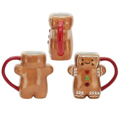 Kerstdag Custom 300 ml schattig peperkoek man vorm knuffelbeker Keramische koffiebeker
