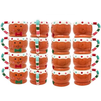Kerstdag Custom 300 ml schattig peperkoek man vorm knuffelbeker Keramische koffiebeker
