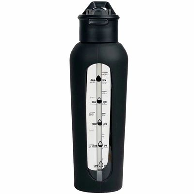 700 ml/1000 ml draagbare glasflessen met een aangepast logo met siliconen mouwen en tijdstempel