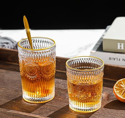 380 ml Retro Goud Gekleurde Glasbeker Zonnebloem Gekleurde Glas Drinkbeker