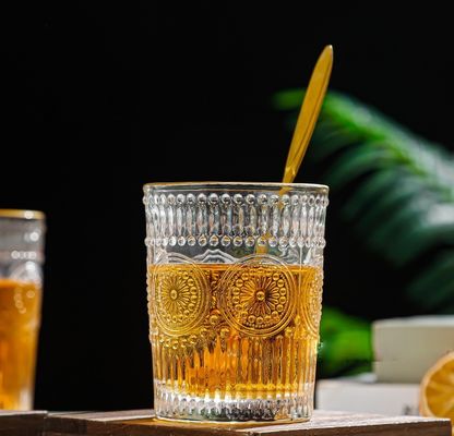380 ml Retro Goud Gekleurde Glasbeker Zonnebloem Gekleurde Glas Drinkbeker