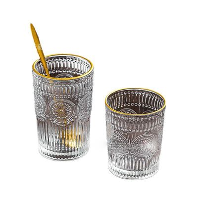 380 ml Retro Goud Gekleurde Glasbeker Zonnebloem Gekleurde Glas Drinkbeker