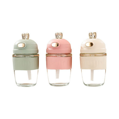 420 ml glas konijnenoren siliconen set delicate cadeautje kinderen glazen fles met stro