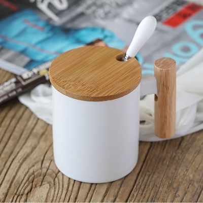 11oz aangepaste warmteoverdracht keramische reisbeker geïsoleerde kantoorwitte beker met deksel