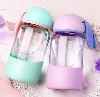 340 ml aangepaste thermische isolatie schattig konijn oor glas waterfles voor unisex buiten