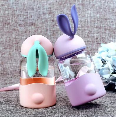 340 ml aangepaste thermische isolatie schattig konijn oor glas waterfles voor unisex buiten