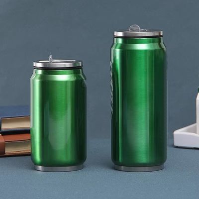 201 Roestvrij staal dubbelwand vacuüm geïsoleerde cola fles met flip stro deksel