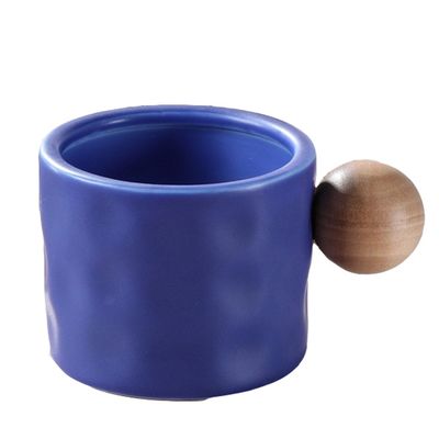 Custom Logo Creatieve Blauwe Keramische Mopp met Houten Handle Monsters aangeboden