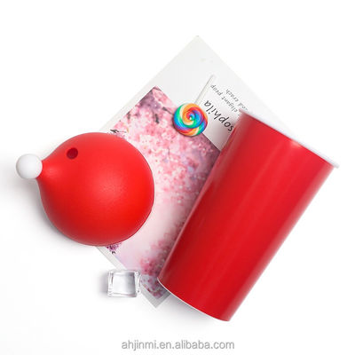 Gepersonaliseerd logo Acceptabel Rode Kerstman Hoed Tumbler 20 oz Herbruikbare Plastic Cup voor cadeautjes